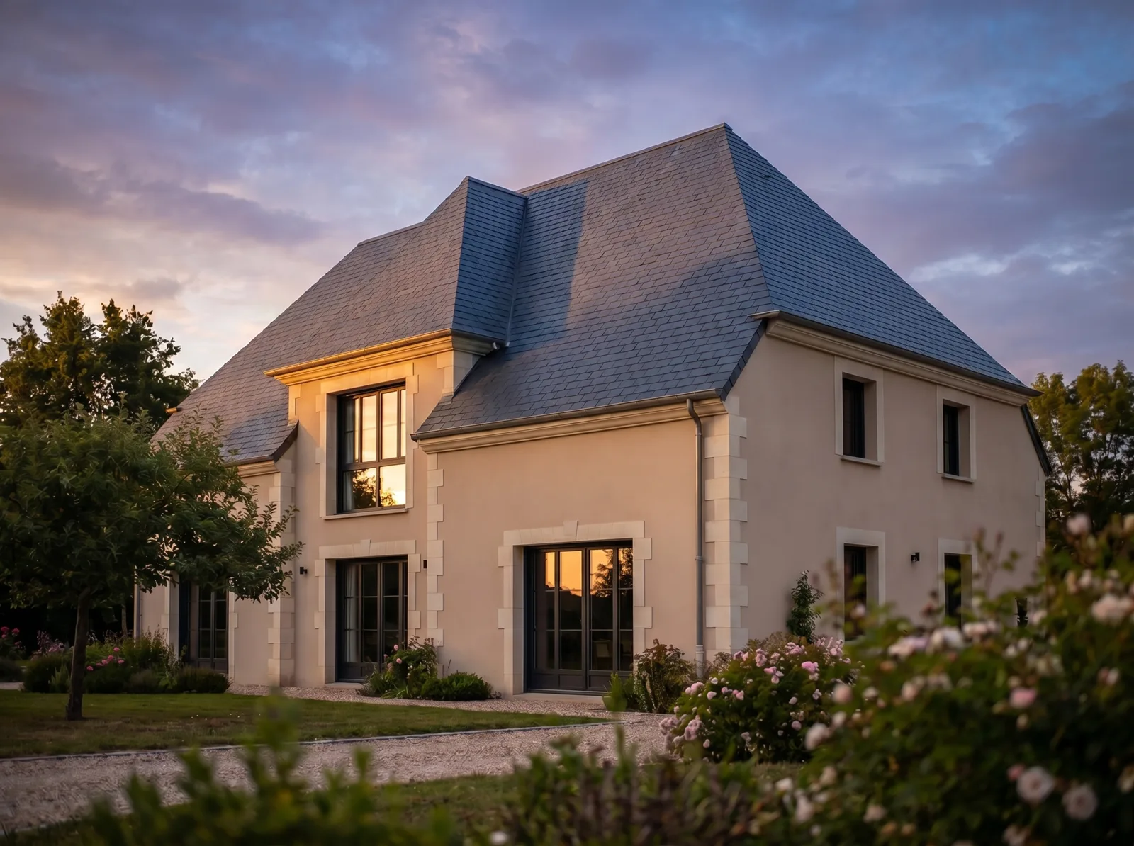 Maison avec toiture en ardoise, CK Services Couverture dans le Loiret