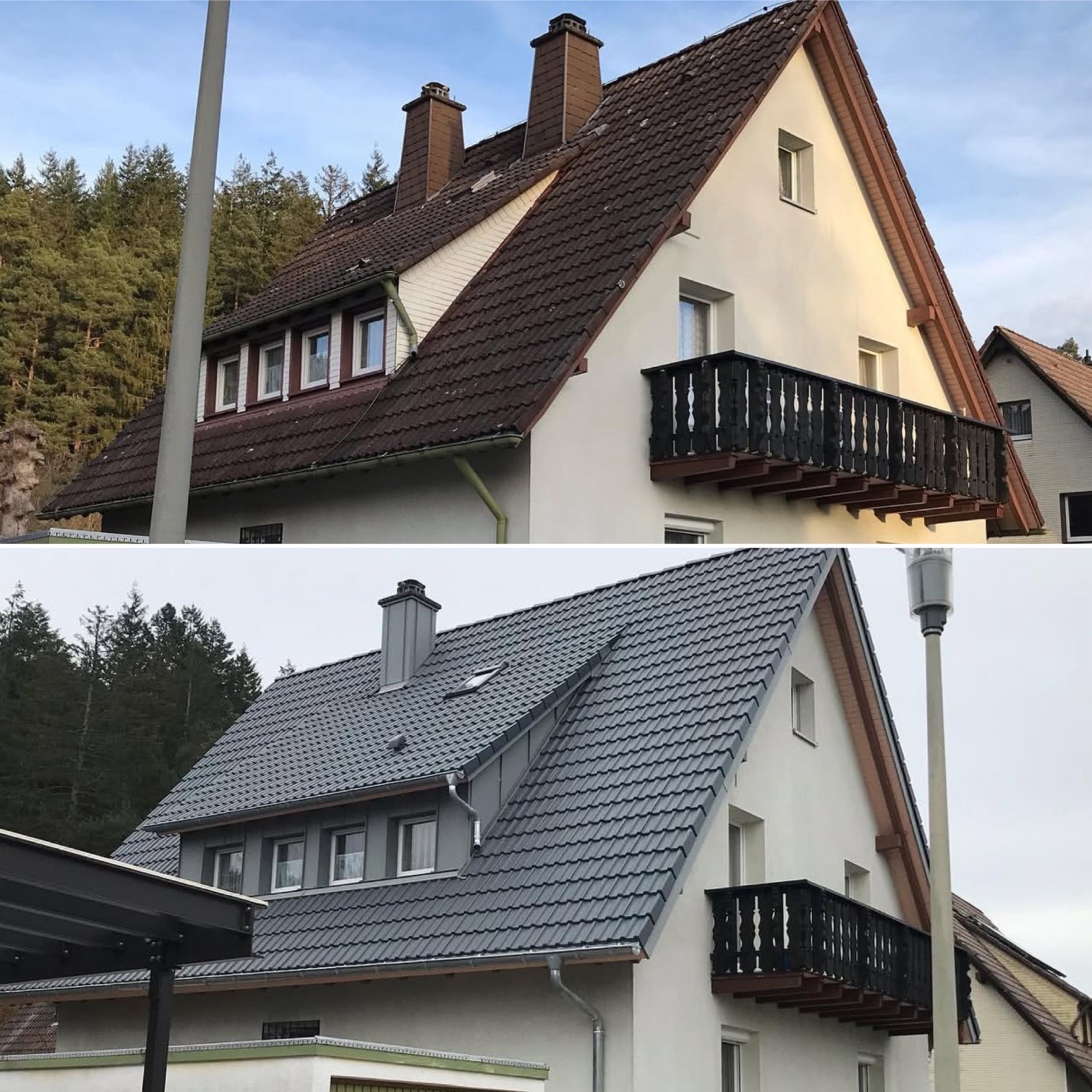 Avant après d'une rénovation complète de toiture